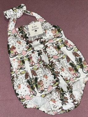 kate quinn White Floral Fairy Halter Romper with Pink Accents